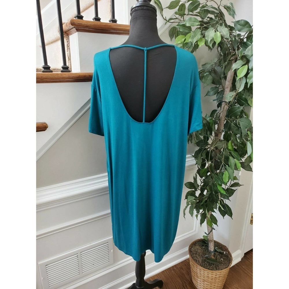 Fabletics Women's Green Rayon Scoop Neck Short Sleeve Knee Length Dress Size XL - Picture 5 of 9